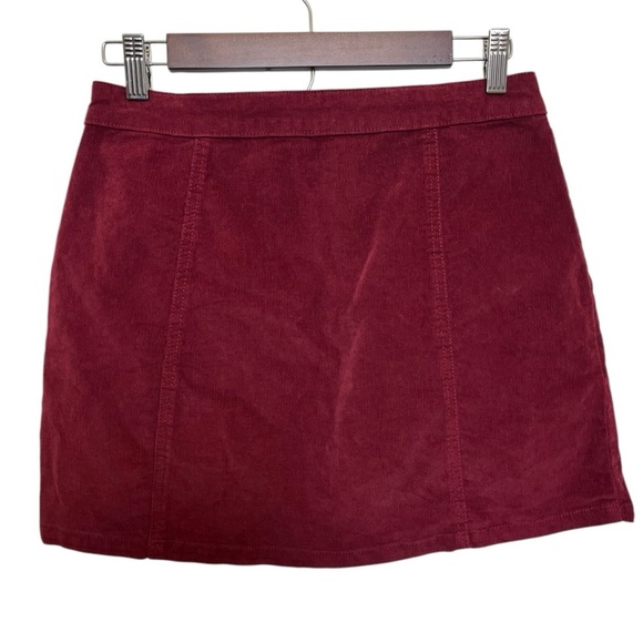 Altar’d State Red Corduroy Button Front Mini Skirt Size Small - Picture 2 of 6